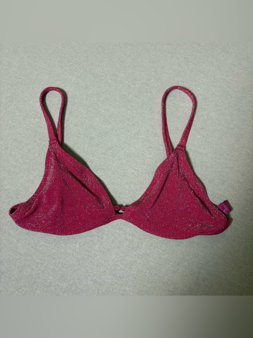 SKIMS swim Glitter Swim Triangle Bikini Top Magenta size large